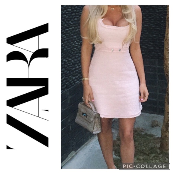 Zara Dresses & Skirts - Zara | Bloggers Fav Tweed Pink Dress~M